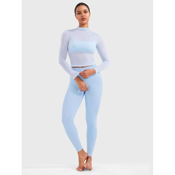 Womens Sheer Lightweight Long Sleeve Tops Slim Fit See Through Casual - Picture 5 of 6